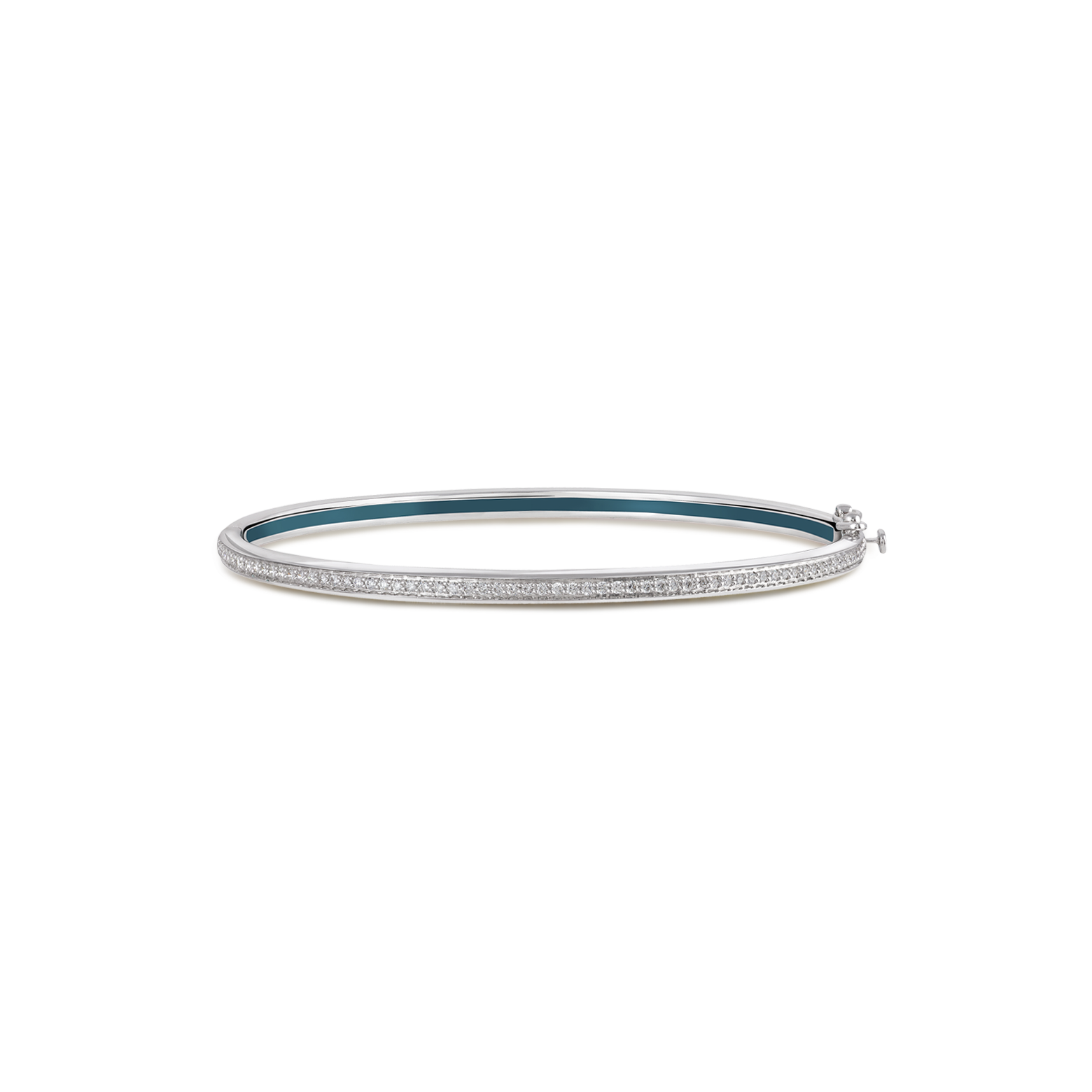 Bangle in 18K White Gold with VS-G Diamond and Green Enamel